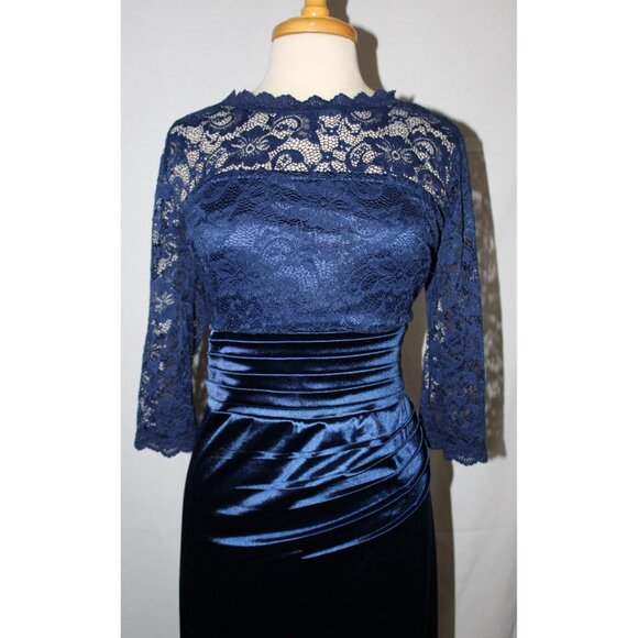 Miusol 3312 Satin & Lace Mother of Bride or Groom Gown-Size XL-NAVY BLUE- NEW - Picture 6 of 8